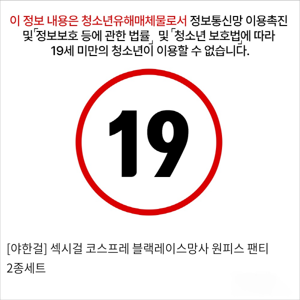 [야한걸] 섹시걸 코스프레 블랙레이스망사 원피스 팬티 2종세트